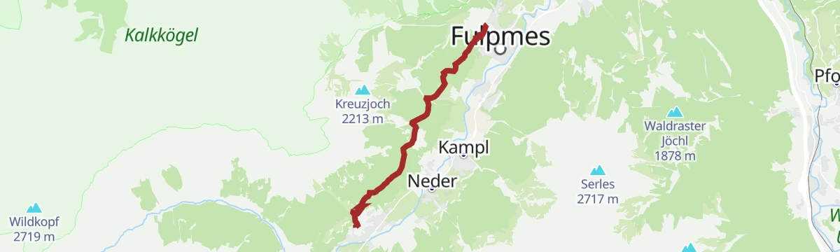 Route map: Sunnenseitn Weg: Neustift - Fulpmes